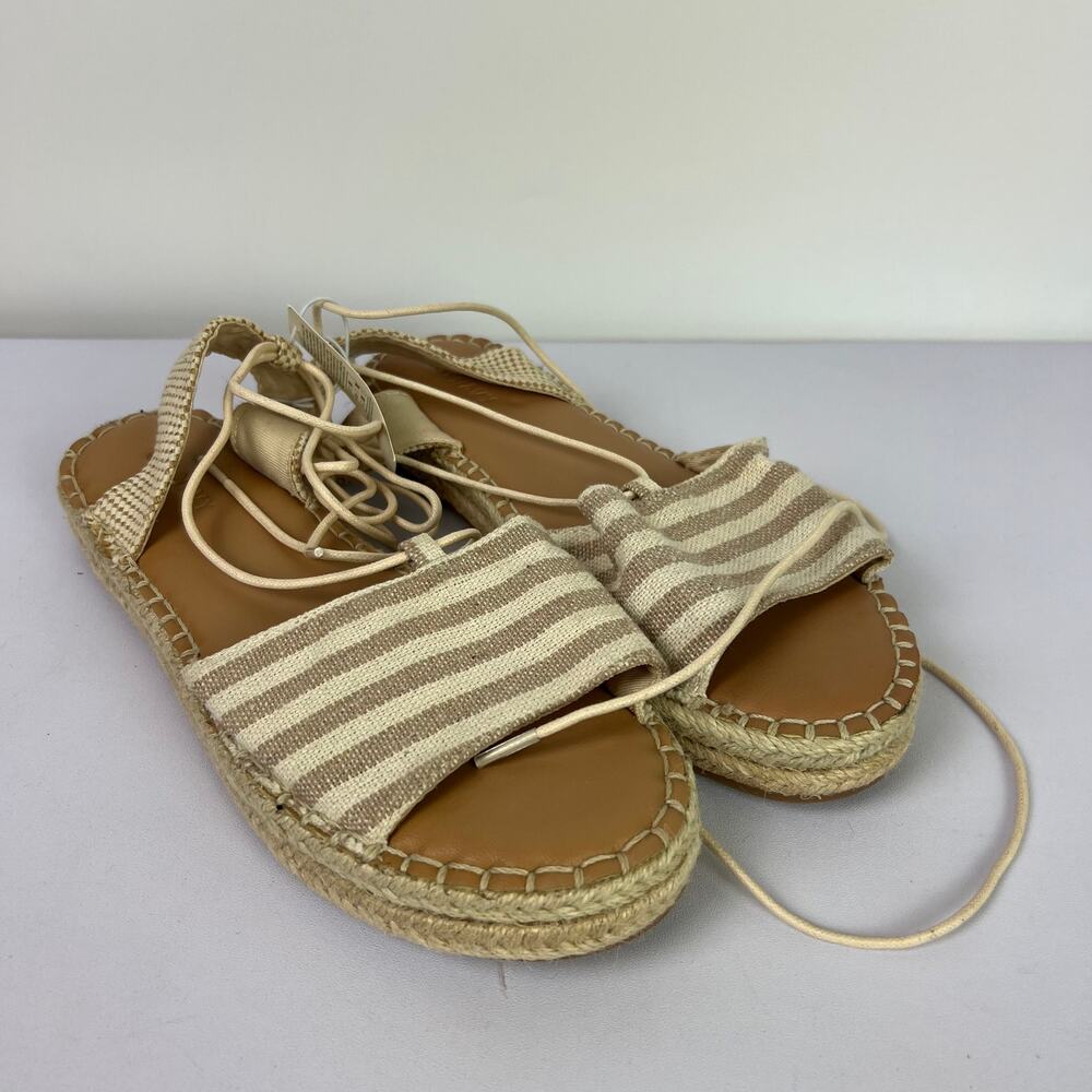 Old Navy Women's Size 8 Lace Up Espadrille Boho Summer Beach Sandals Beige NWT